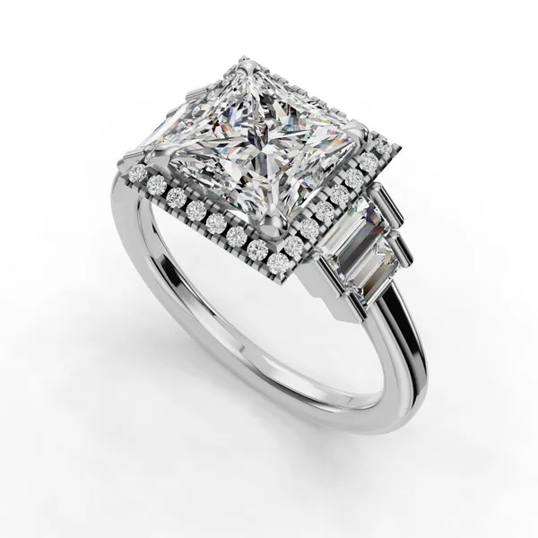 14K White Gold Princess Engagement Ring Setting SVS Fine Jewelry Oceanside, NY