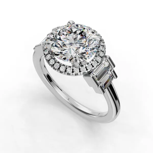 14K White Gold Round Engagement Ring Setting SVS Fine Jewelry Oceanside, NY