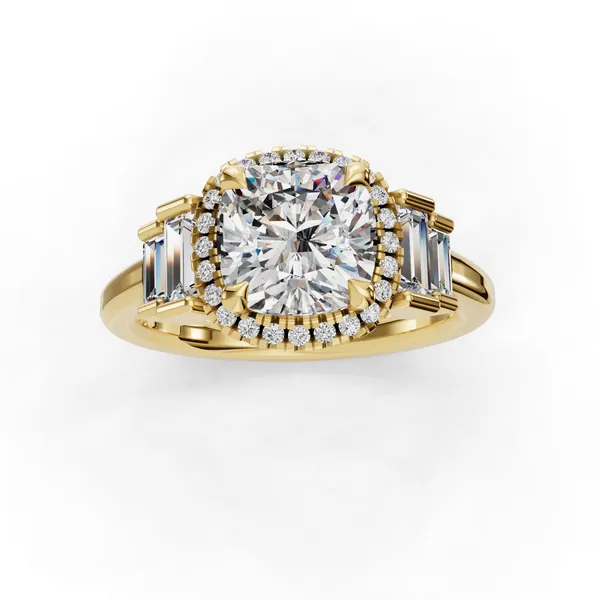 14K Yellow Gold Cushion Engagement Ring Setting Image 4 SVS Fine Jewelry Oceanside, NY