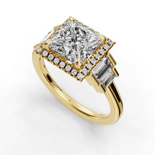 14K Yellow Gold Princess Engagement Ring Setting SVS Fine Jewelry Oceanside, NY