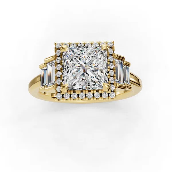 14K Yellow Gold Princess Engagement Ring Setting Image 4 SVS Fine Jewelry Oceanside, NY