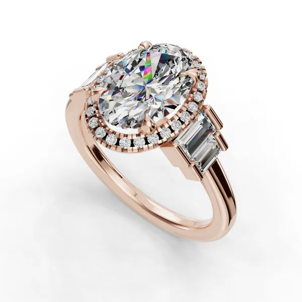 18K Rose Gold Oval Engagement Ring Setting SVS Fine Jewelry Oceanside, NY