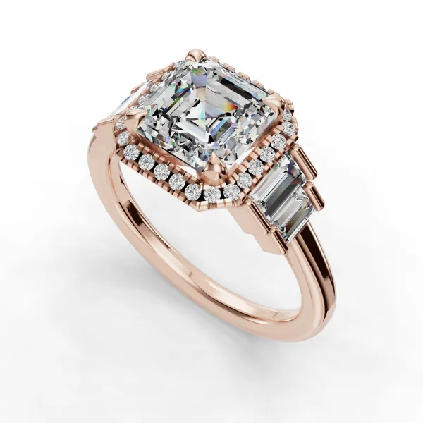 18K Rose Gold Asscher Engagement Ring Setting SVS Fine Jewelry Oceanside, NY