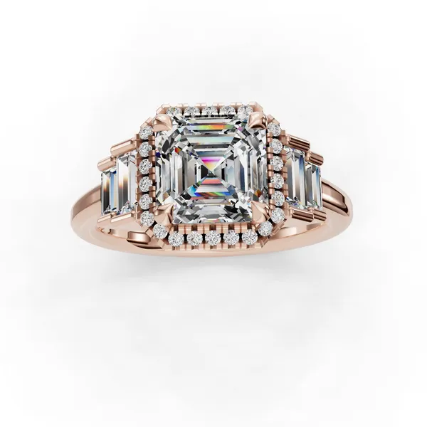 18K Rose Gold Asscher Engagement Ring Setting Image 4 SVS Fine Jewelry Oceanside, NY