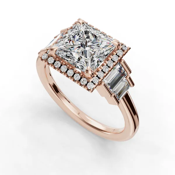 18K Rose Gold Princess Engagement Ring Setting SVS Fine Jewelry Oceanside, NY