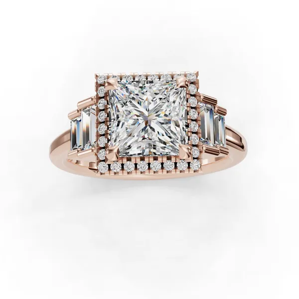 18K Rose Gold Princess Engagement Ring Setting Image 4 SVS Fine Jewelry Oceanside, NY