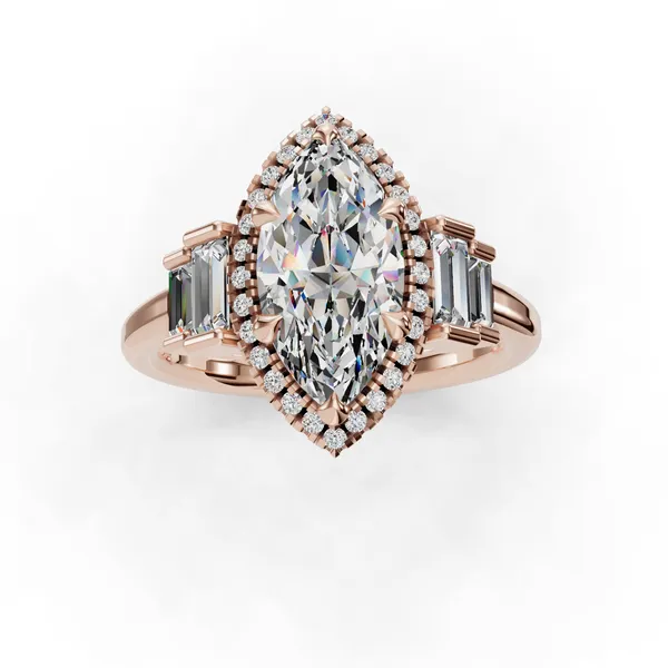 18K Rose Gold Marquise Engagement Ring Setting Image 4 SVS Fine Jewelry Oceanside, NY