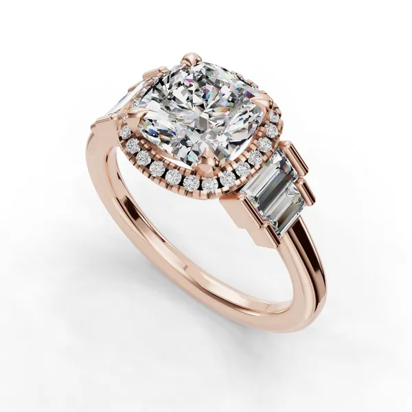 18K Rose Gold Cushion Engagement Ring Setting SVS Fine Jewelry Oceanside, NY