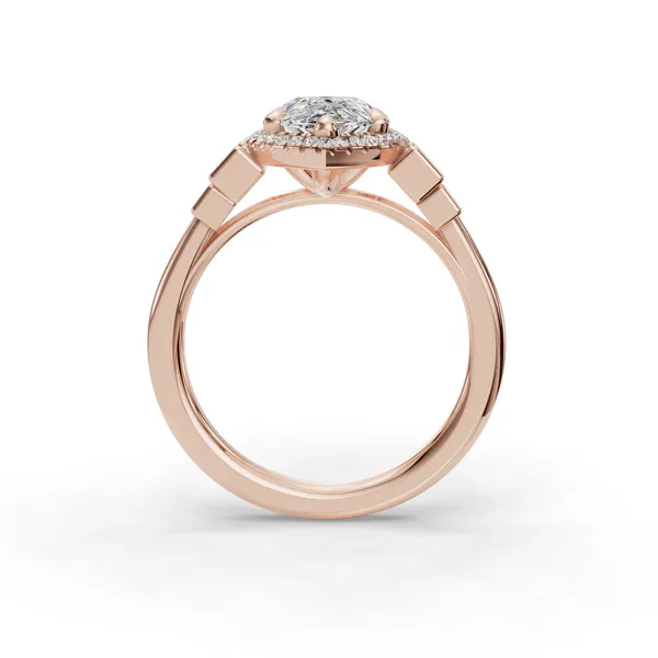 18K Rose Gold Pear Engagement Ring Setting Image 2 SVS Fine Jewelry Oceanside, NY