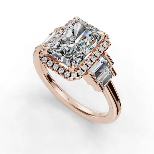 18K Rose Gold Radiant Engagement Ring Setting SVS Fine Jewelry Oceanside, NY