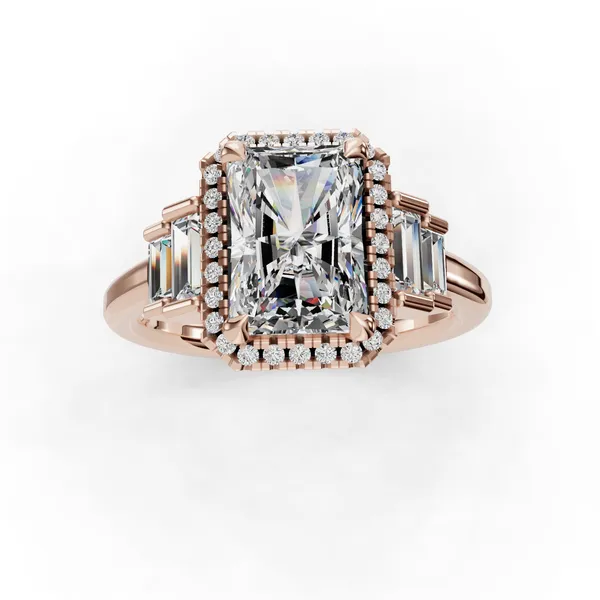 18K Rose Gold Radiant Engagement Ring Setting Image 4 SVS Fine Jewelry Oceanside, NY