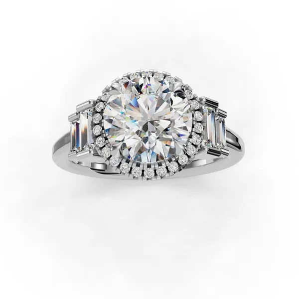 18K White Gold Round Engagement Ring Setting Image 4 SVS Fine Jewelry Oceanside, NY