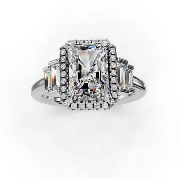 18K White Gold Radiant Engagement Ring Setting Image 4 SVS Fine Jewelry Oceanside, NY