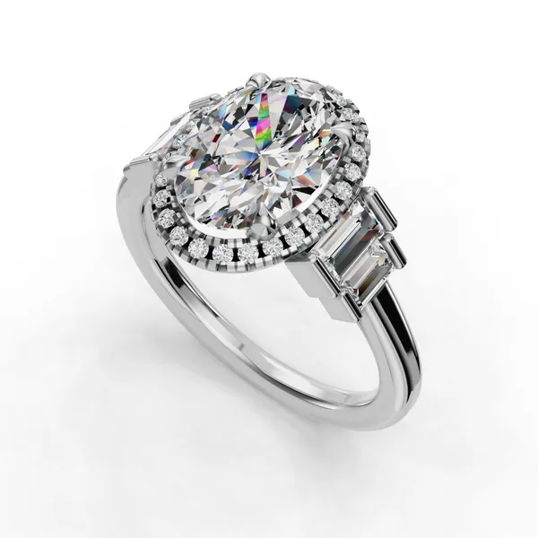 18K White Gold Oval Engagement Ring Setting SVS Fine Jewelry Oceanside, NY