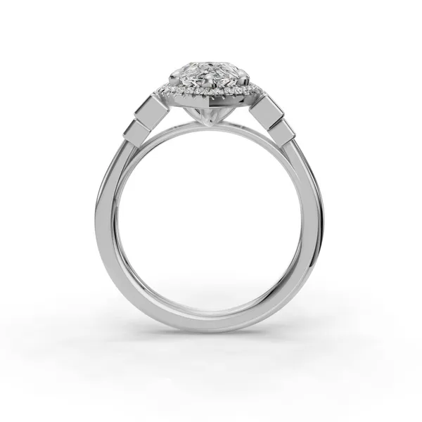 18K White Gold Pear Engagement Ring Setting Image 2 SVS Fine Jewelry Oceanside, NY
