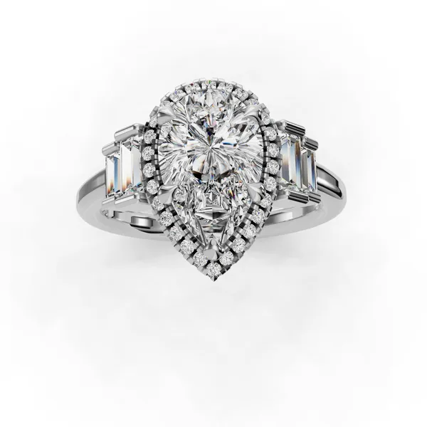 18K White Gold Pear Engagement Ring Setting Image 4 SVS Fine Jewelry Oceanside, NY