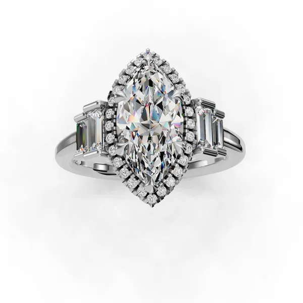 18K White Gold Marquise Engagement Ring Setting Image 4 SVS Fine Jewelry Oceanside, NY