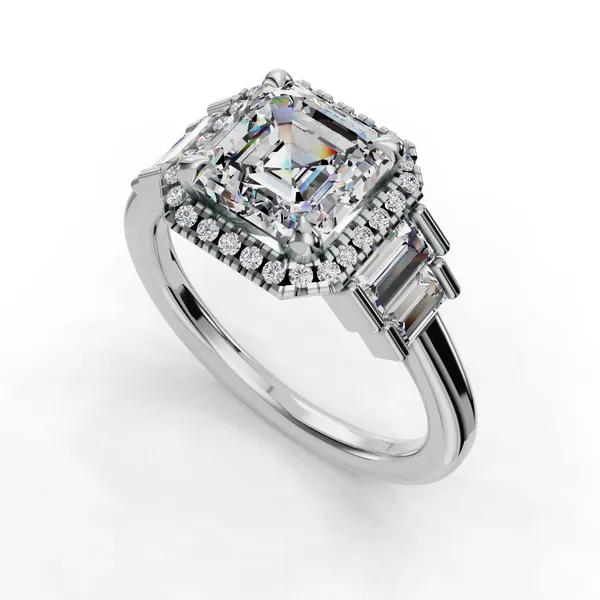 18K White Gold Asscher Engagement Ring Setting SVS Fine Jewelry Oceanside, NY