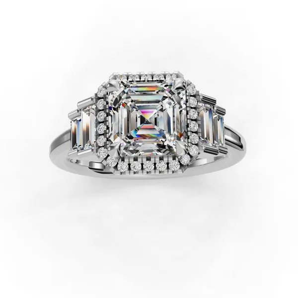 18K White Gold Asscher Engagement Ring Setting Image 4 SVS Fine Jewelry Oceanside, NY