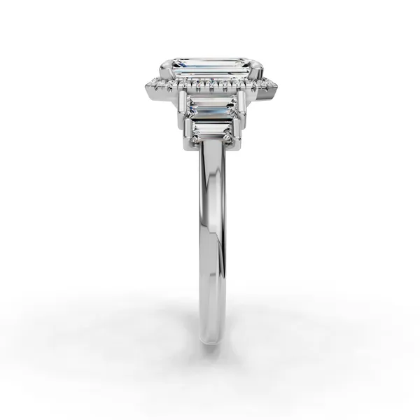 18K White Gold Emerald Engagement Ring Setting Image 3 SVS Fine Jewelry Oceanside, NY