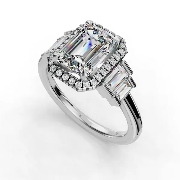 18K White Gold Emerald Engagement Ring Setting SVS Fine Jewelry Oceanside, NY