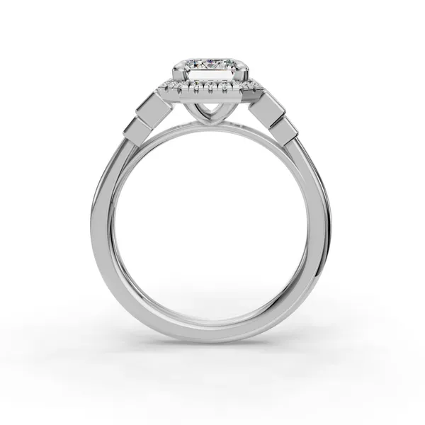 18K White Gold Emerald Engagement Ring Setting Image 2 SVS Fine Jewelry Oceanside, NY