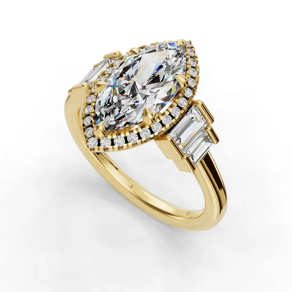 18K Yellow Gold Marquise Engagement Ring Setting SVS Fine Jewelry Oceanside, NY