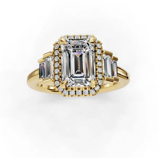 18K Yellow Gold Emerald Engagement Ring Setting Image 4 SVS Fine Jewelry Oceanside, NY