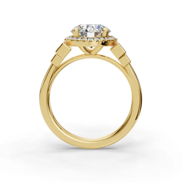 18K Yellow Gold Round Engagement Ring Setting Image 2 SVS Fine Jewelry Oceanside, NY
