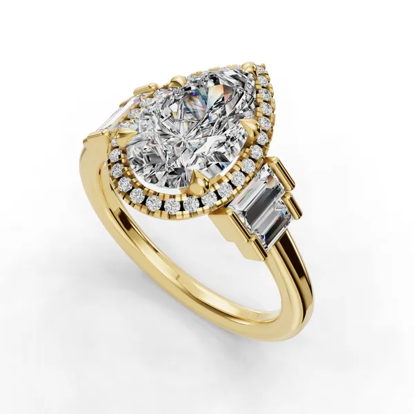 18K Yellow Gold Pear Engagement Ring Setting SVS Fine Jewelry Oceanside, NY