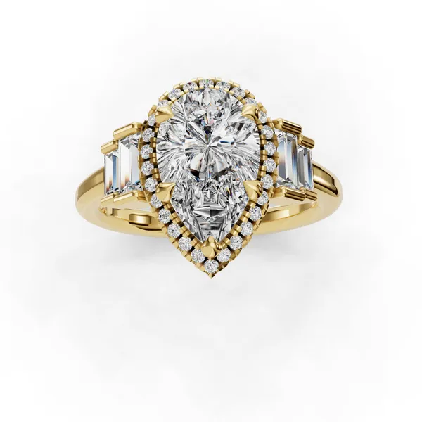 18K Yellow Gold Pear Engagement Ring Setting Image 4 SVS Fine Jewelry Oceanside, NY