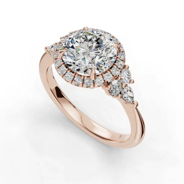 14K Rose Gold Round Engagement Ring Setting SVS Fine Jewelry Oceanside, NY