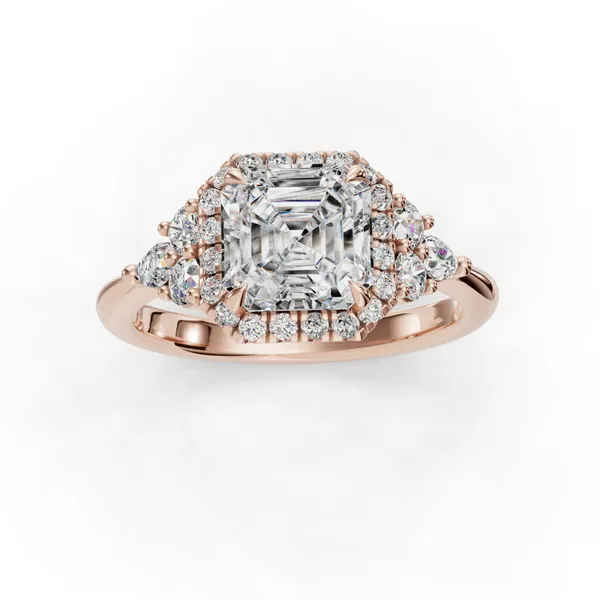 14K Rose Gold Asscher Engagement Ring Setting Image 4 SVS Fine Jewelry Oceanside, NY