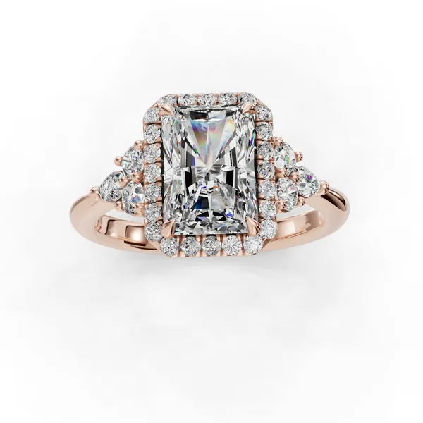 14K Rose Gold Radiant Engagement Ring Setting Image 4 SVS Fine Jewelry Oceanside, NY