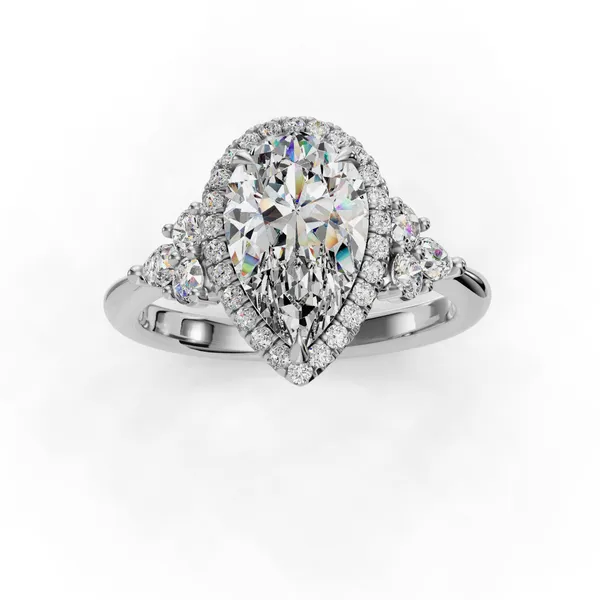 14K White Gold Pear Engagement Ring Setting Image 4 SVS Fine Jewelry Oceanside, NY