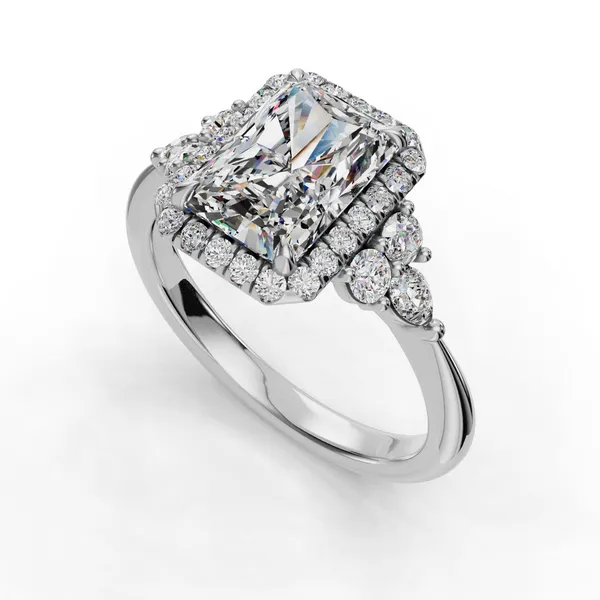 14K White Gold Radiant Engagement Ring Setting SVS Fine Jewelry Oceanside, NY