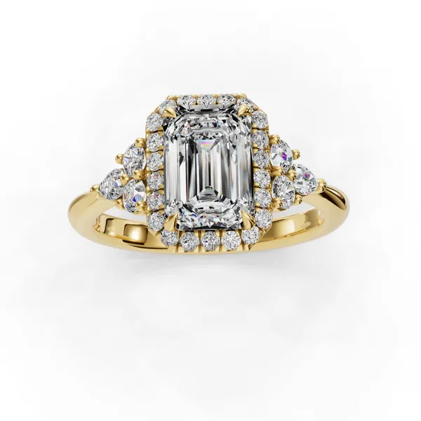 14K Yellow Gold Emerald Engagement Ring Setting Image 4 SVS Fine Jewelry Oceanside, NY