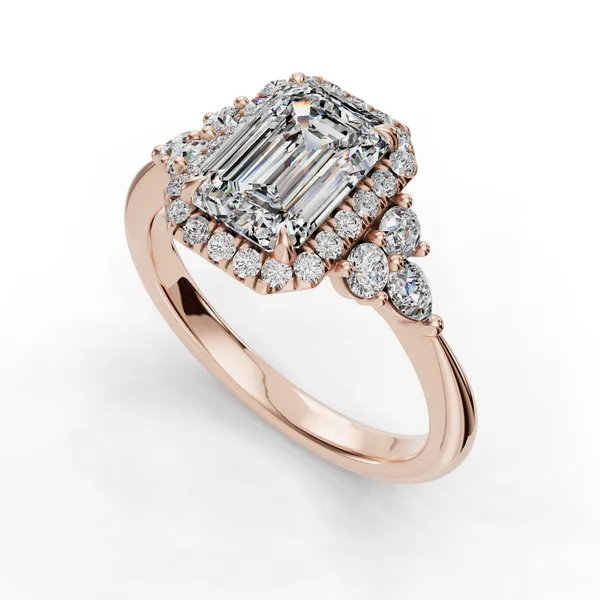 18K Rose Gold Emerald Engagement Ring Setting SVS Fine Jewelry Oceanside, NY