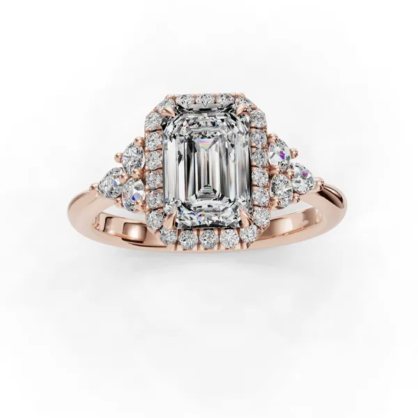 18K Rose Gold Emerald Engagement Ring Setting Image 4 SVS Fine Jewelry Oceanside, NY