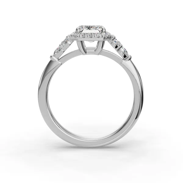 18K White Gold Emerald Engagement Ring Setting Image 2 SVS Fine Jewelry Oceanside, NY