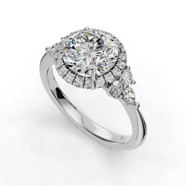 18K White Gold Round Engagement Ring Setting SVS Fine Jewelry Oceanside, NY