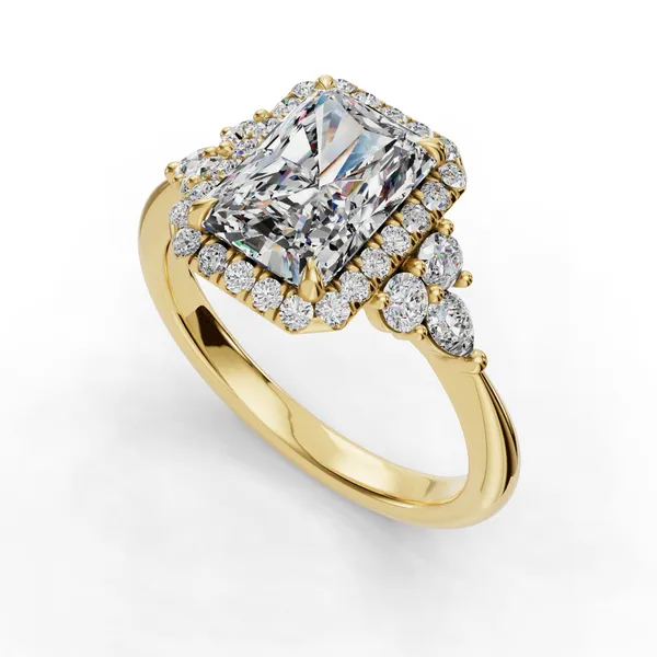 18K Yellow Gold Radiant Engagement Ring Setting SVS Fine Jewelry Oceanside, NY