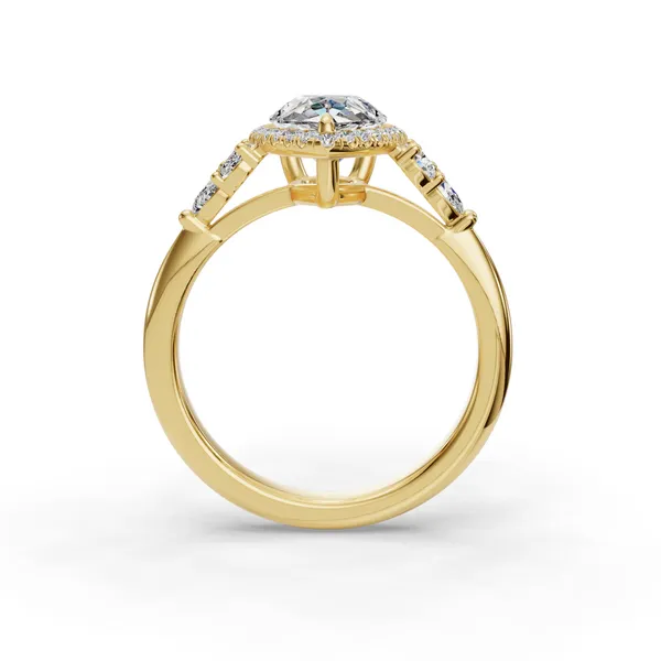 18K Yellow Gold Pear Engagement Ring Setting Image 2 SVS Fine Jewelry Oceanside, NY