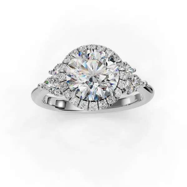 Platinum Round Engagement Ring Setting Image 4 SVS Fine Jewelry Oceanside, NY