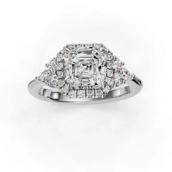 Platinum Asscher Engagement Ring Setting Image 4 SVS Fine Jewelry Oceanside, NY