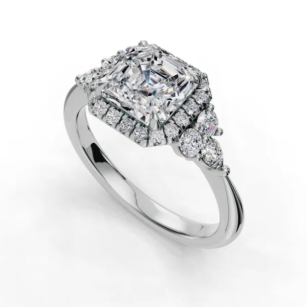 Platinum Asscher Engagement Ring Setting SVS Fine Jewelry Oceanside, NY