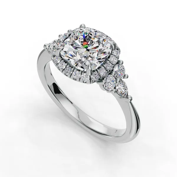 Platinum Cushion Engagement Ring Setting SVS Fine Jewelry Oceanside, NY