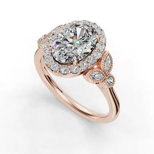 14K Rose Gold Oval Engagement Ring Setting SVS Fine Jewelry Oceanside, NY