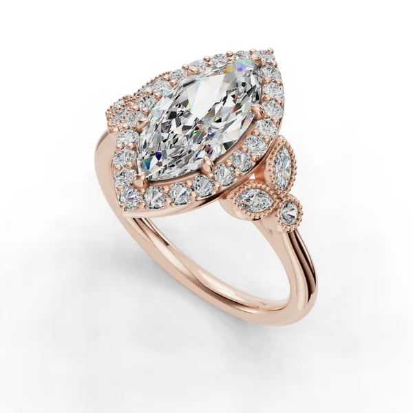 14K Rose Gold Marquise Engagement Ring Setting SVS Fine Jewelry Oceanside, NY