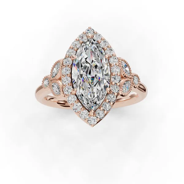 14K Rose Gold Marquise Engagement Ring Setting Image 4 SVS Fine Jewelry Oceanside, NY
